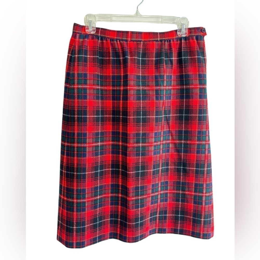 VTG Pendleton Skirt Tartan Plaid Wool Midi 14P Lined Pleaded Pockets Made in USA